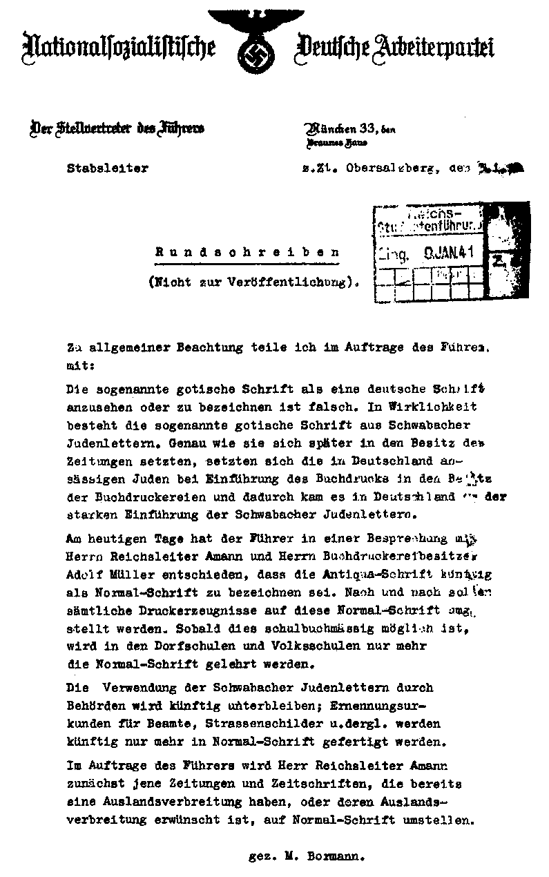 Bormann Schrifterlaß